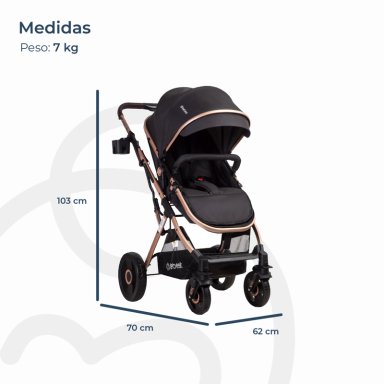 COCHE CUNA PASEO VOX GOLD NEGRO BEBESIT - 7