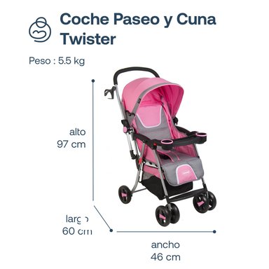 COCHE BEBESIT TWISTER 5224SX ROSA - 6