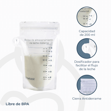 PACK BEBESIT 30 BOLSAS PARA ALMACENAR LECHE MATERNA 200 ML - 6