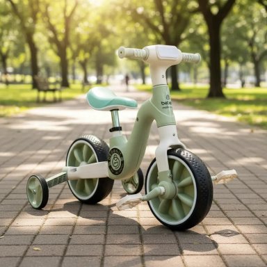 TRICICLO BEBESIT BICICLETA APRENDIZAJE PEDALES 2 EN 1 XT05 VERDE - 2