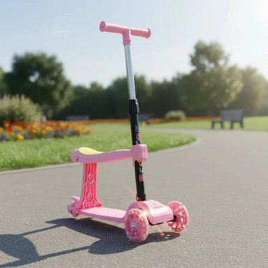 SCOOTER BEBESIT MONOPATÍN 2 EN 1 CON ASIENTO NIÑA PLEGABLE XT04 ROSA - 2