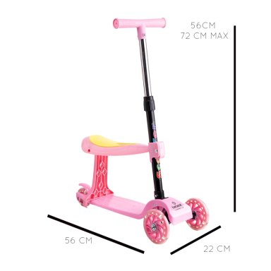 SCOOTER BEBESIT MONOPATÍN 2 EN 1 CON ASIENTO NIÑA PLEGABLE XT04 ROSA - 9
