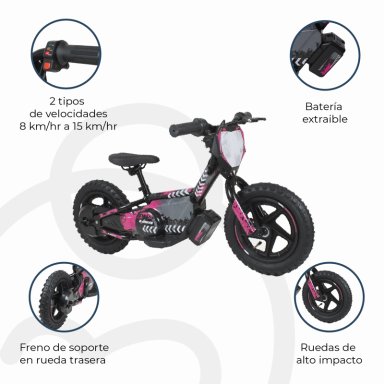 BICICLETA MOTO ELE CTRICA E-BIKE BERIDE ARO 12 ROSADA - 8