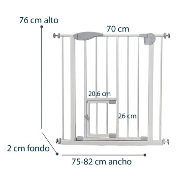 REJA SEGURIDAD BEBESIT BEBÉ PUERTA MASCOTA DOBLE SEGURO 75-82 CM BLANCO - 4