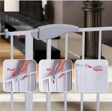 REJA SEGURIDAD BEBESIT BEBÉ PUERTA MASCOTA DOBLE SEGURO 75-82 CM BLANCO - 5