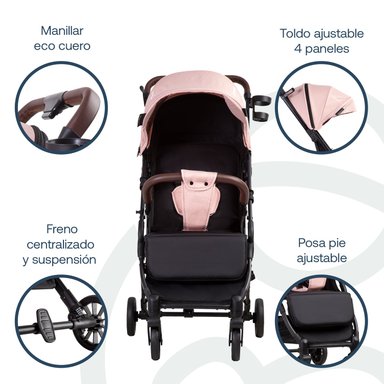 COCHE MALETA BEBESIT ROSA ULTRACOMPACTO PASEO MICRO SX - 7