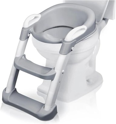 ASIENTO ADAPTADOR INODORO BEBESIT REDUCTOR ESCALERA ENTRANAMIENTO BEBE BAÑO GRIS - 1