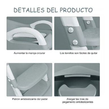 ASIENTO ADAPTADOR INODORO BEBESIT REDUCTOR ESCALERA ENTRANAMIENTO BEBE BAÑO GRIS - 3