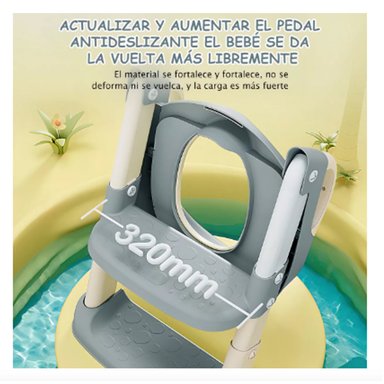 ASIENTO ADAPTADOR INODORO BEBESIT REDUCTOR ESCALERA ENTRANAMIENTO BEBE BAÑO GRIS - 6