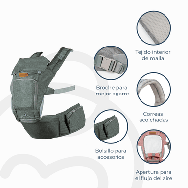 PORTABEBÉS BEBESIT ARNÉS CON ASIENTO CUIDADOS CADERA HIP SEAT GRIS - 6