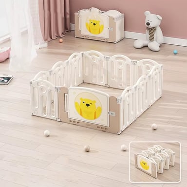 CORRAL BEBESIT JUEGOS DIDÁCTICO + ALFOMBRA ANTIGOLPES 200X240X48CM BEIGE - 3
