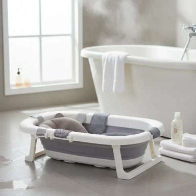 BAÑERA BEBESIT PLEGABLE BEBE COJIN ALMOHADA REDUCTOR GRIS - 2