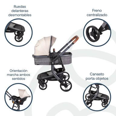 COCHE CUNA TRAVEL SYSTEM TAURUS BEIGE - 4