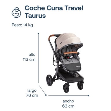 COCHE CUNA TRAVEL SYSTEM TAURUS BEIGE - 8