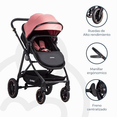 COCHE CUNA PASEO STREET ROSADO BEBESIT - 9