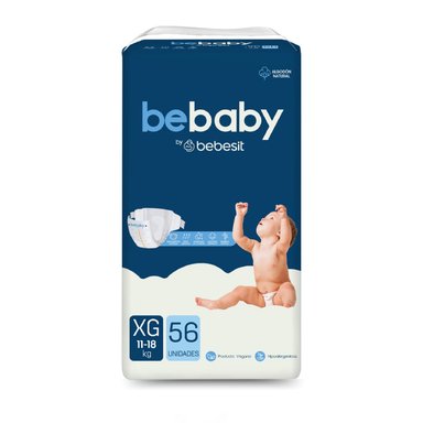 PAÑALES BEBABY PREMIUM BY BEBESIT XG 56U HIPOALERGÉNICO - 1