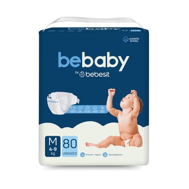 PAÑALES BEBABY PREMIUM BY BEBESIT M 80U HIPOALERGÉNICO - 1