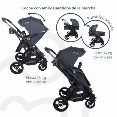 COCHE CUNA PASEO VOX NEGRO BEBESIT - 6