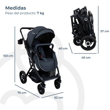 COCHE CUNA PASEO VOX NEGRO BEBESIT - 7