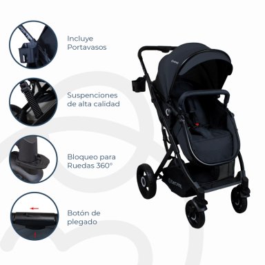 COCHE CUNA PASEO VOX NEGRO BEBESIT - 8