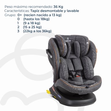 SILLA DE AUTO CONVERTIBLE ISOFIX SUPRA 360º PREMIUM GRIS - 4