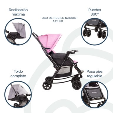 COCHE CUNA BALANCIN SX ROSADO BEBESIT - 6