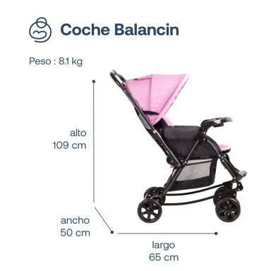 COCHE CUNA BALANCIN SX ROSADO BEBESIT - 7