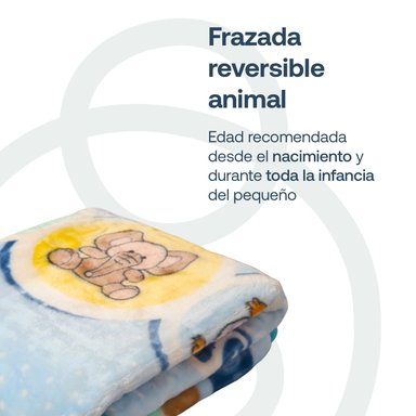 FRAZADA REVERSIBLE ANIMAL CELESTE BEBESIT - 2