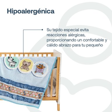 FRAZADA REVERSIBLE ANIMAL CELESTE BEBESIT - 3