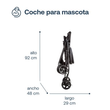 COCHE MASCOTAS PLEGABLE EASY PERRO GATO NEGRO BEEPET BEBESIT - 6