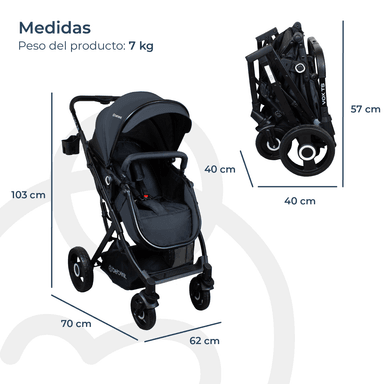 COCHE CUNA PASEO VOX NEGRO BEBESIT - 9