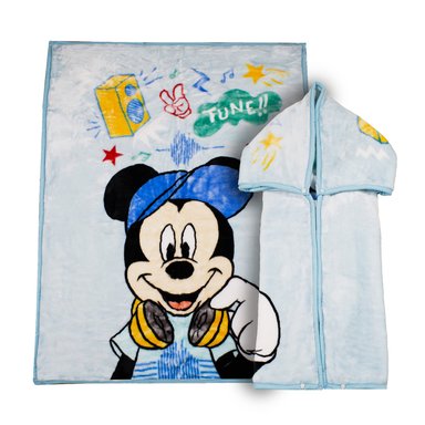 SACO CON BROCHE ULTRA SOFT MICKEY MUSIC 80X110CM CELESTE - 1