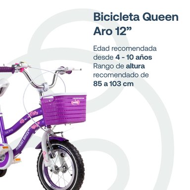 BICICLETA INFANTIL QUEEN ARO 12 MORADA BEBESIT - 2
