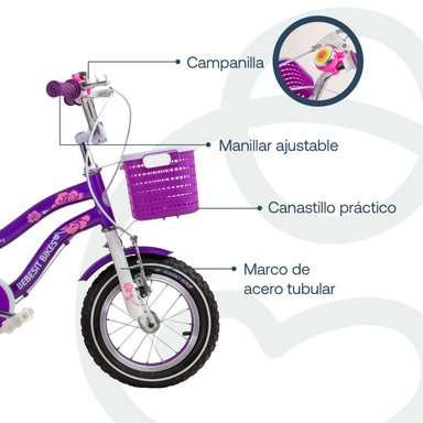 BICICLETA INFANTIL QUEEN ARO 12 MORADA BEBESIT - 3