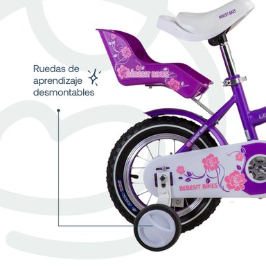 BICICLETA INFANTIL QUEEN ARO 12 MORADA BEBESIT - 6