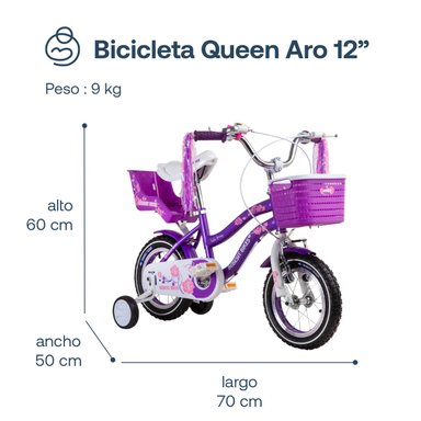 BICICLETA INFANTIL QUEEN ARO 12 MORADA BEBESIT - 7