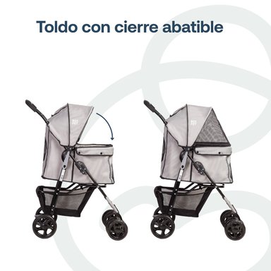 COCHE MASCOTA PLEGABLE PRO PERRO GATO GRIS BEEPET  BEBESIT - 5