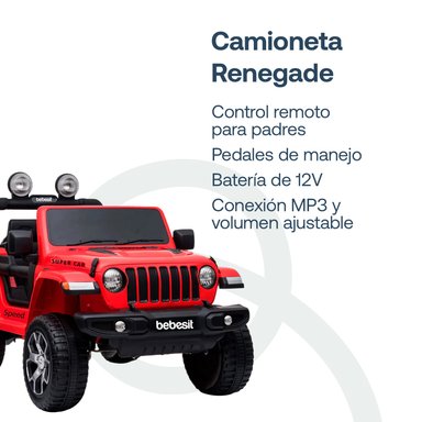 CAMIONETA ELÉCTRICA BEBESIT RENEGADE - EN COLOR ROJO - 2