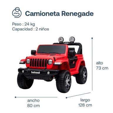 CAMIONETA ELÉCTRICA BEBESIT RENEGADE - EN COLOR ROJO - 3