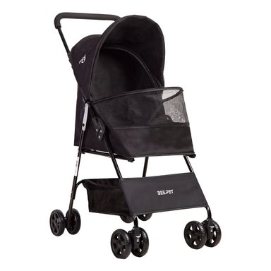 COCHE MASCOTA PLEGABLE LIGHT PERRO GATO EN COLOR NEGRO BEEPET BEBESIT - 1