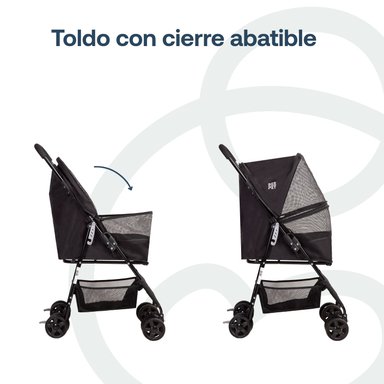 COCHE MASCOTA PLEGABLE LIGHT PERRO GATO EN COLOR NEGRO BEEPET BEBESIT - 5