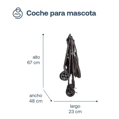 COCHE MASCOTA PLEGABLE LIGHT PERRO GATO EN COLOR NEGRO BEEPET BEBESIT - 7