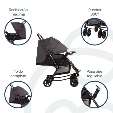 COCHE CUNA BALANCIN SX EN COLOR NEGRO MELANGE BEBESIT - 3