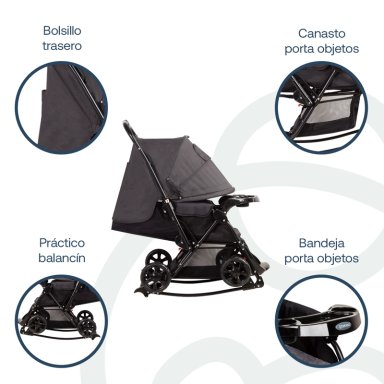COCHE CUNA BALANCIN SX EN COLOR NEGRO MELANGE BEBESIT - 4