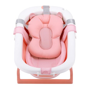 BAÑERA PLEGABLE BEBE CON COJIN ALMOHADA Y REDUCTOR ROSADA - 3