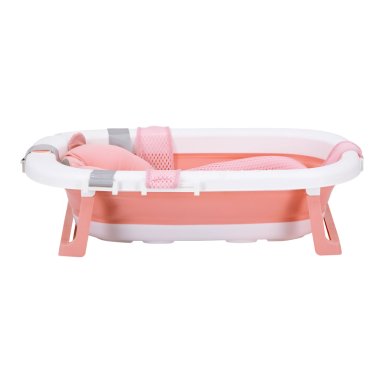 BAÑERA PLEGABLE BEBE CON COJIN ALMOHADA Y REDUCTOR ROSADA - 4