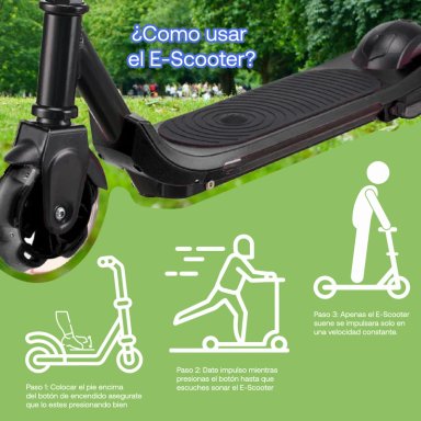 MONOPATIN ELECTRICO PLEGABLE E-SCOOTER 60W 24V2000MAH NEGRO - 3