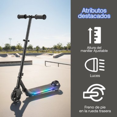 MONOPATIN ELECTRICO PLEGABLE E-SCOOTER 60W 24V2000MAH NEGRO - 4