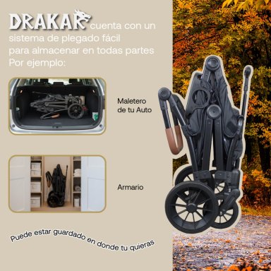 COCHE Y CARRO DE PASEO DOBLE WAGON DRAKAR NEGRO - 5