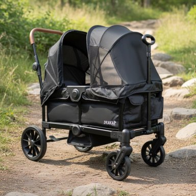 COCHE Y CARRO DE PASEO DOBLE WAGON DRAKAR NEGRO - 7